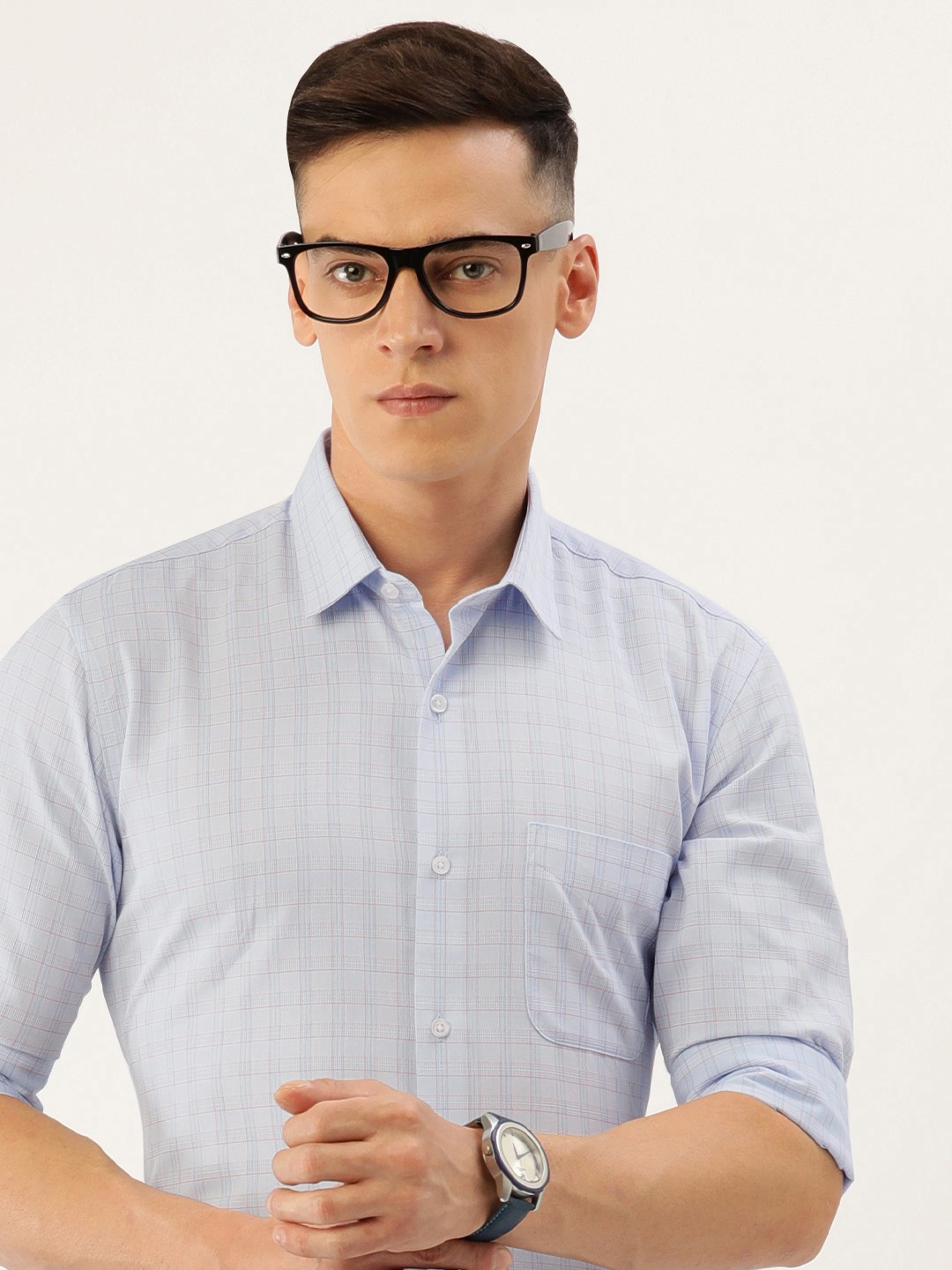

Peter England Men Blue Opaque Checked Casual Shirt