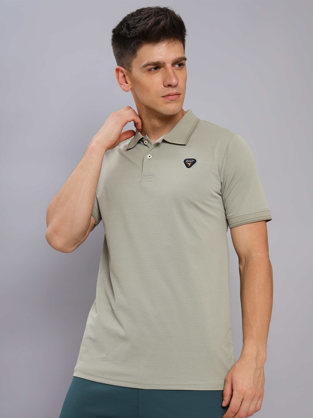 

Technosport Polo Collar Antimicrobial Slim Fit T-shirt, Taupe