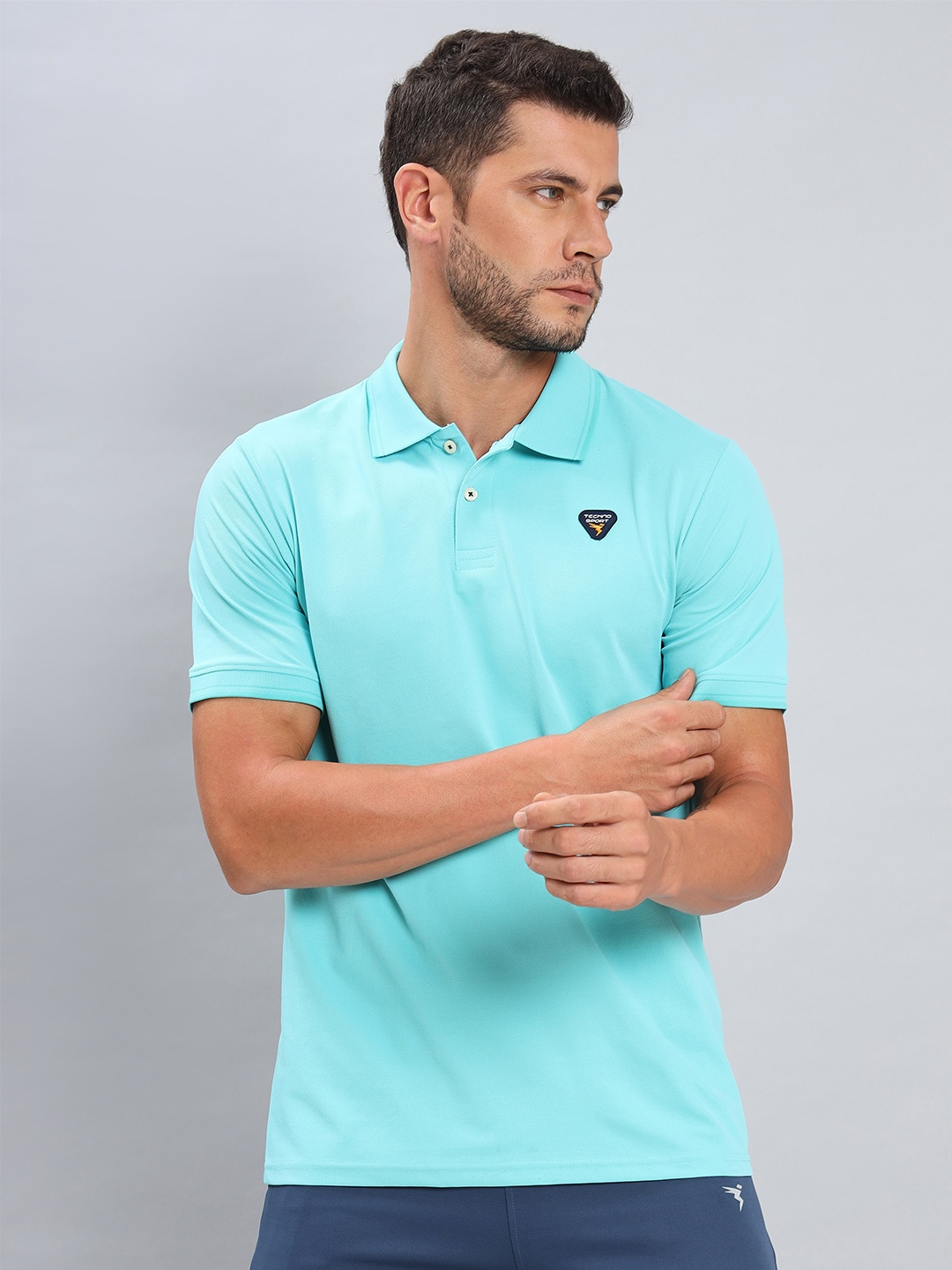 

Technosport Polo Collar Antimicrobial Slim Fit Sports T-shirt, Blue