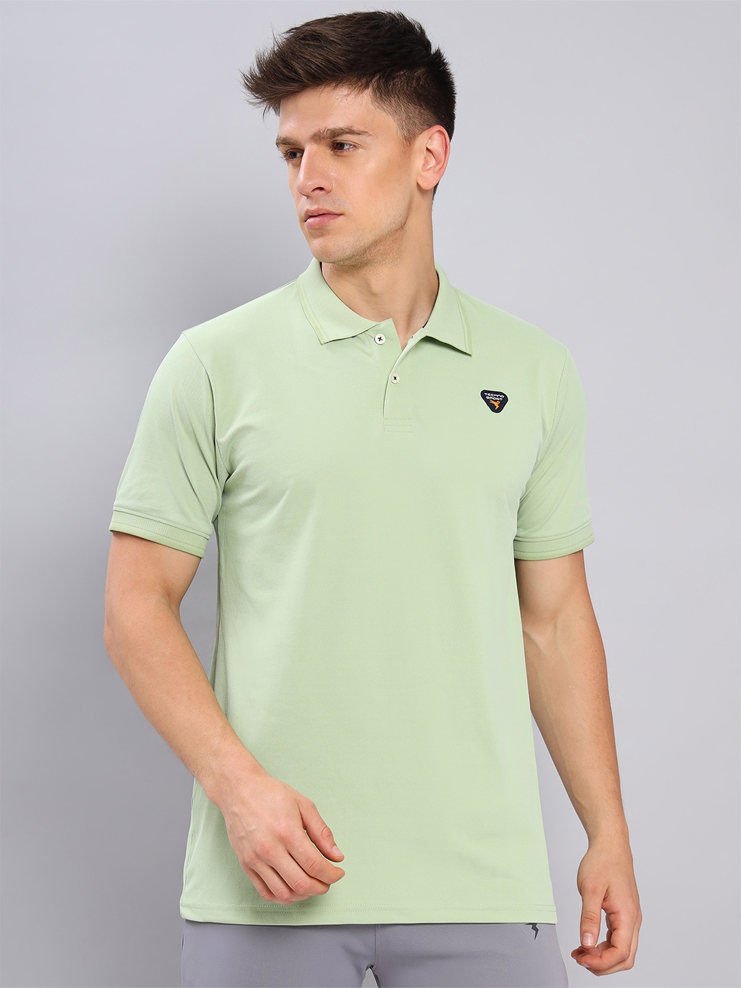 

Technosport Polo Collar Antimicrobial Slim Fit Sports T-Shirt, Lime green