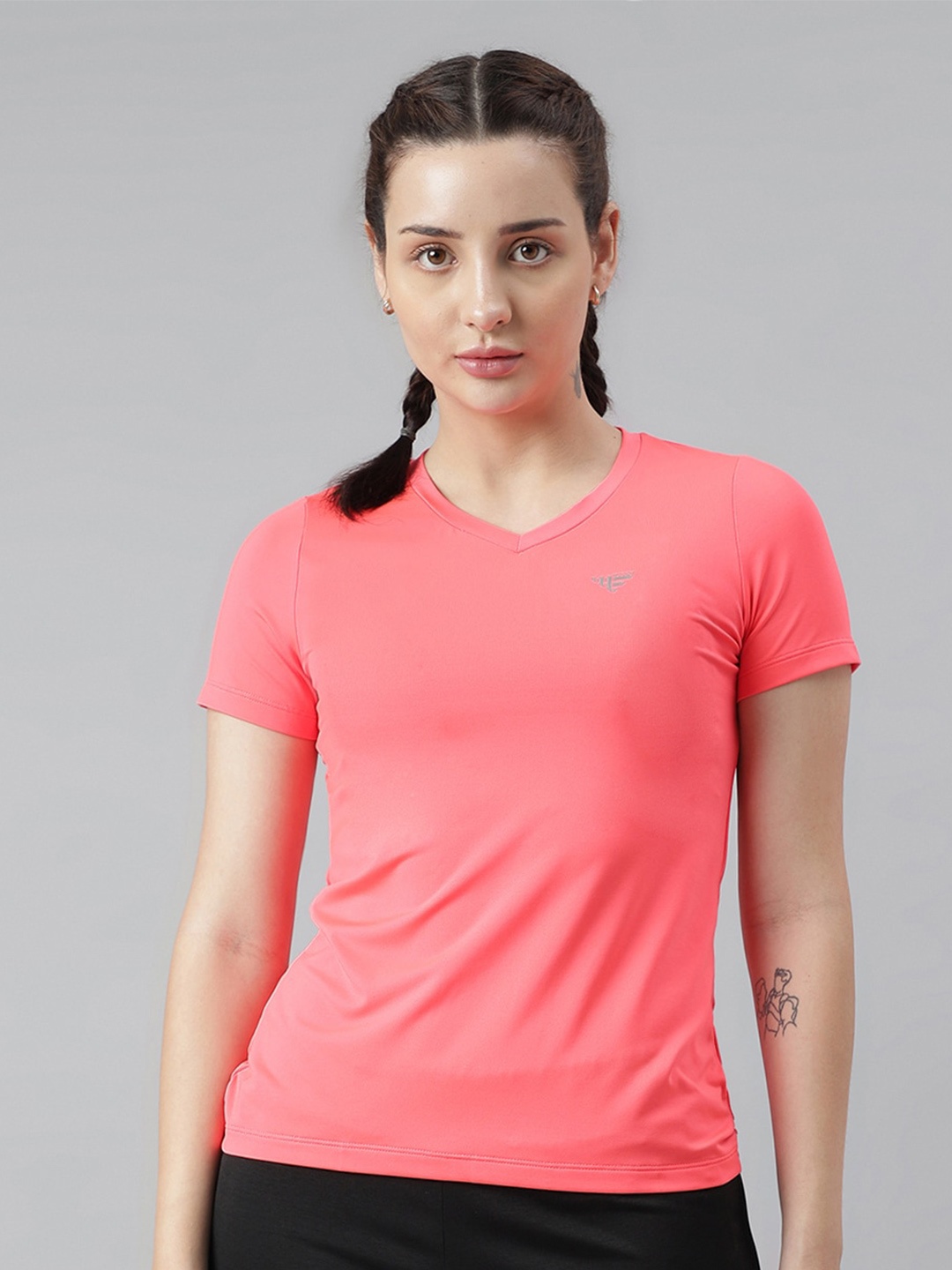 

Woods V-Neck Antimicrobial Sports T-shirt, Pink