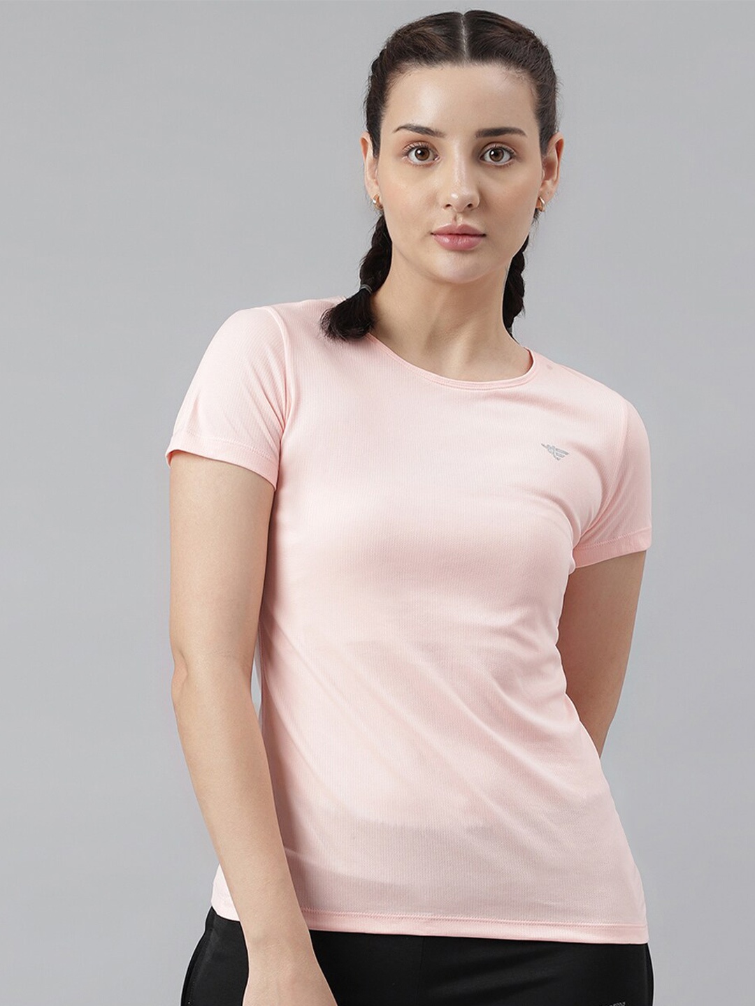 

Woods Round Neck Short Regular Sleeves Knitted Sports T-Shirt, Peach