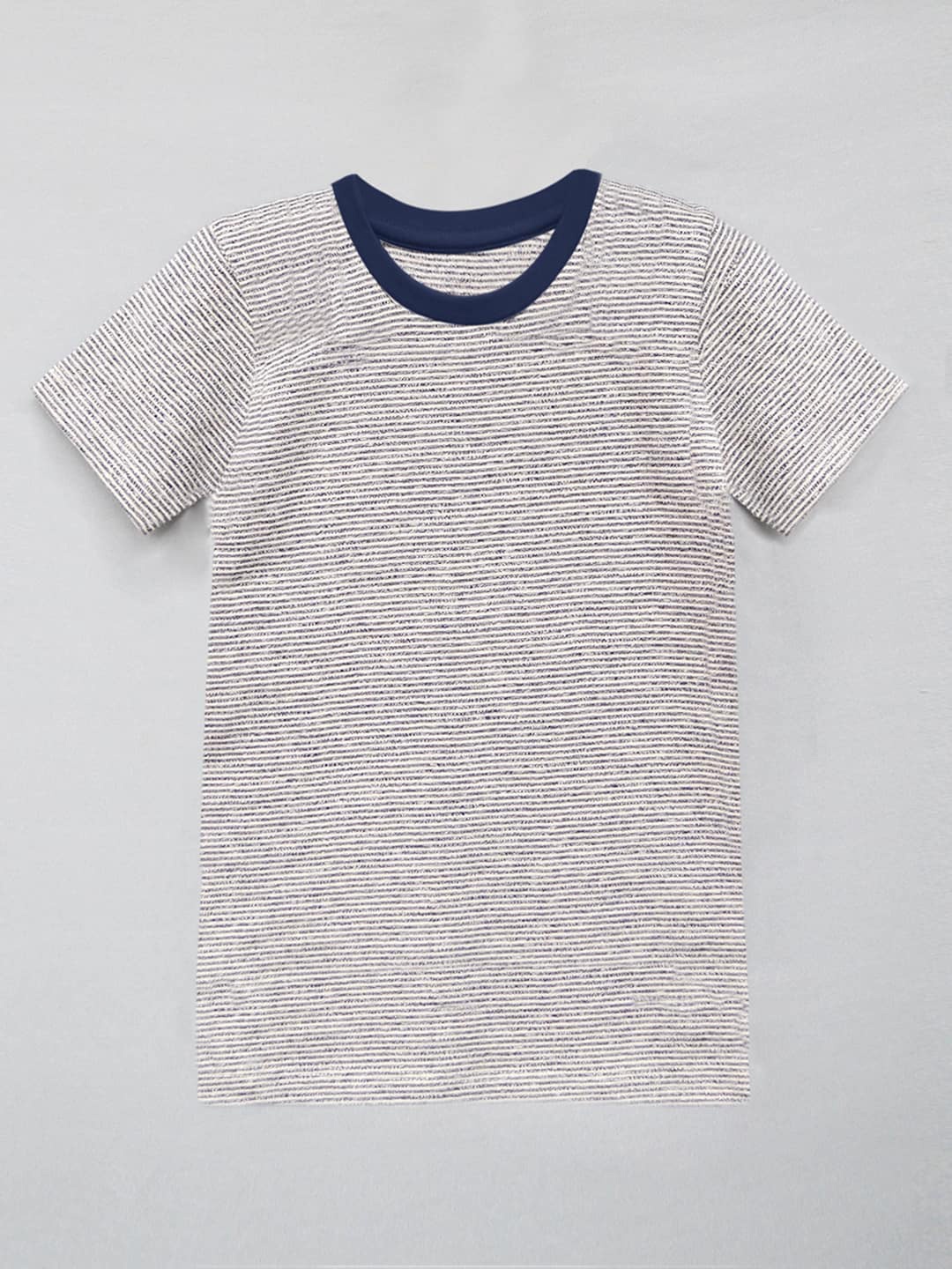 

A T U N Boys Striped Round Neck Cotton T-shirt, Grey