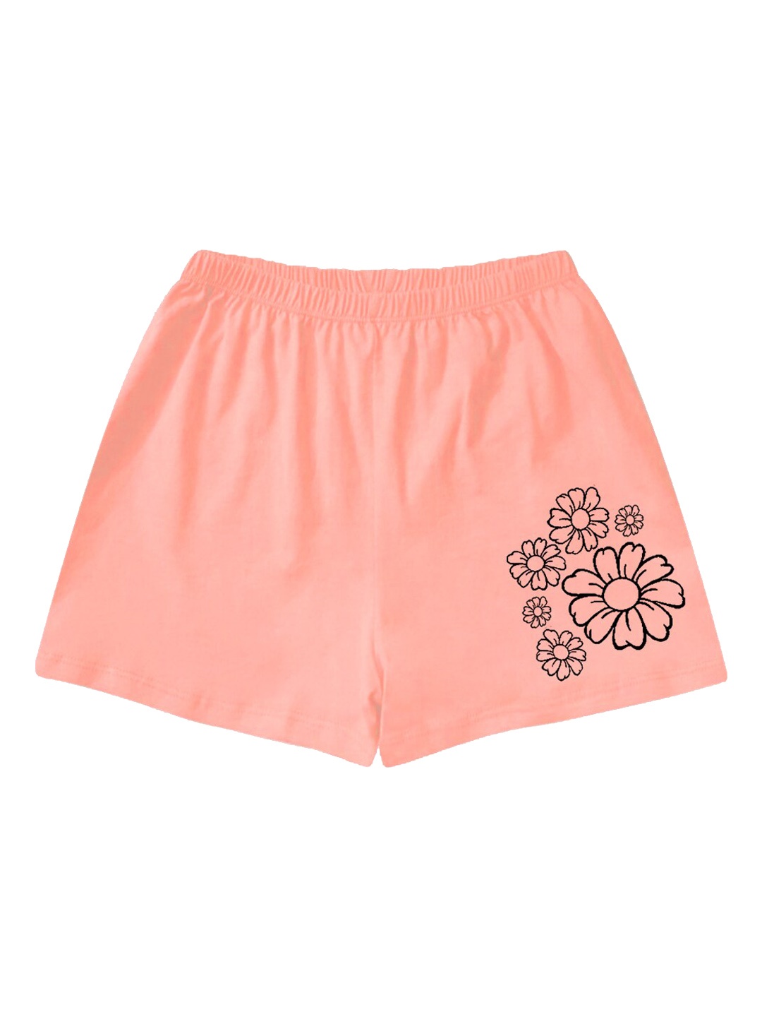 

A.T.U.N. Girls Floral Printed Mid-Rise Cotton Shorts, Peach