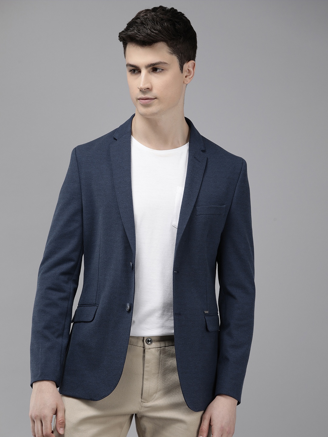 

Van Heusen Sport Slim-Fit Single-Breasted Smart Casual Blazer, Navy blue