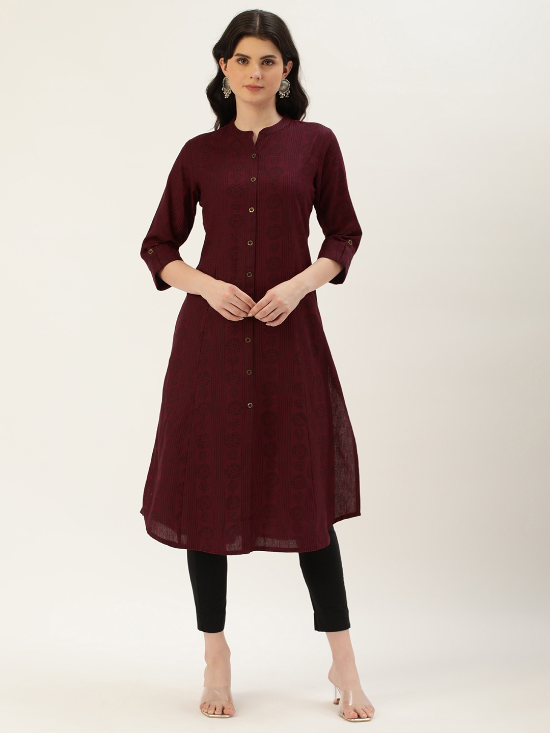 

AMUKTI Women Ethnic Motifs Printed Kurta, Maroon