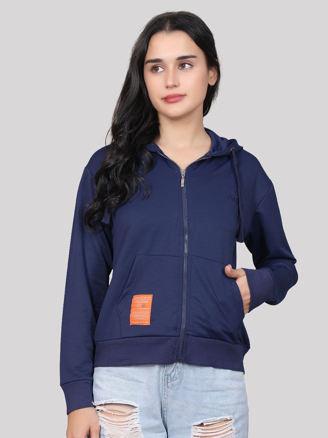 

evolove Hooded Cotton Sweatshirt, Navy blue