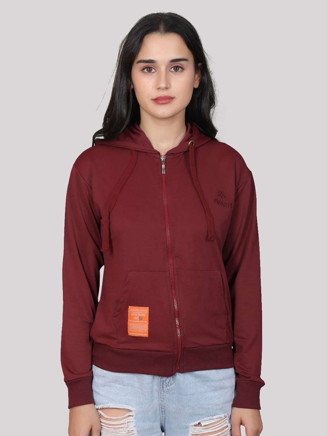 

evolove Hooded Cotton Sweatshirt, Maroon