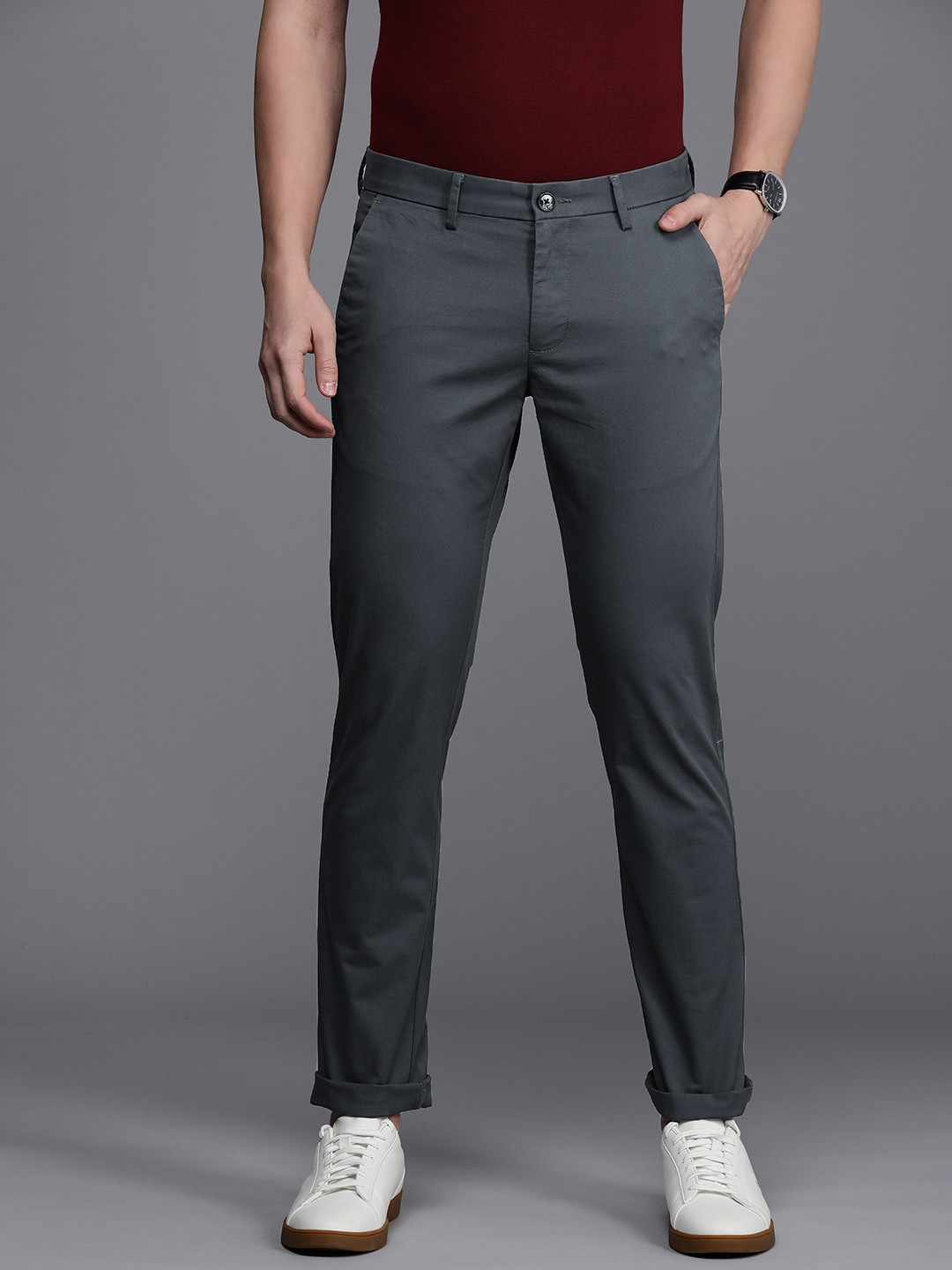 

Allen Solly Men Slim Fit Trousers, Grey