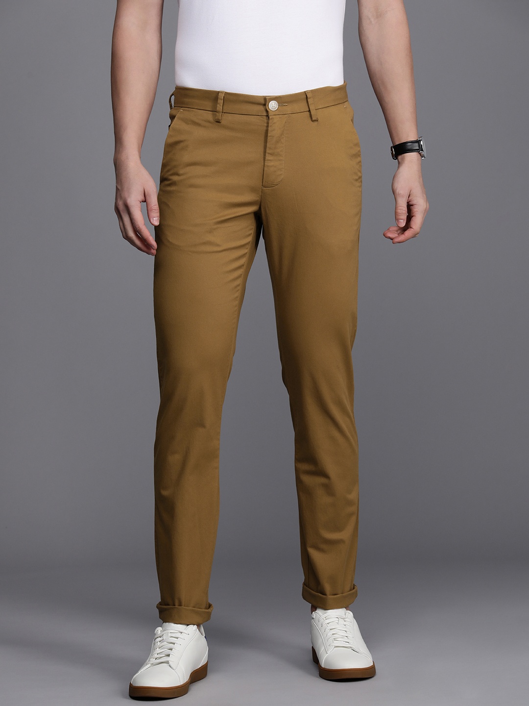 

Allen Solly Men Slim Fit Chinos Trousers, Brown