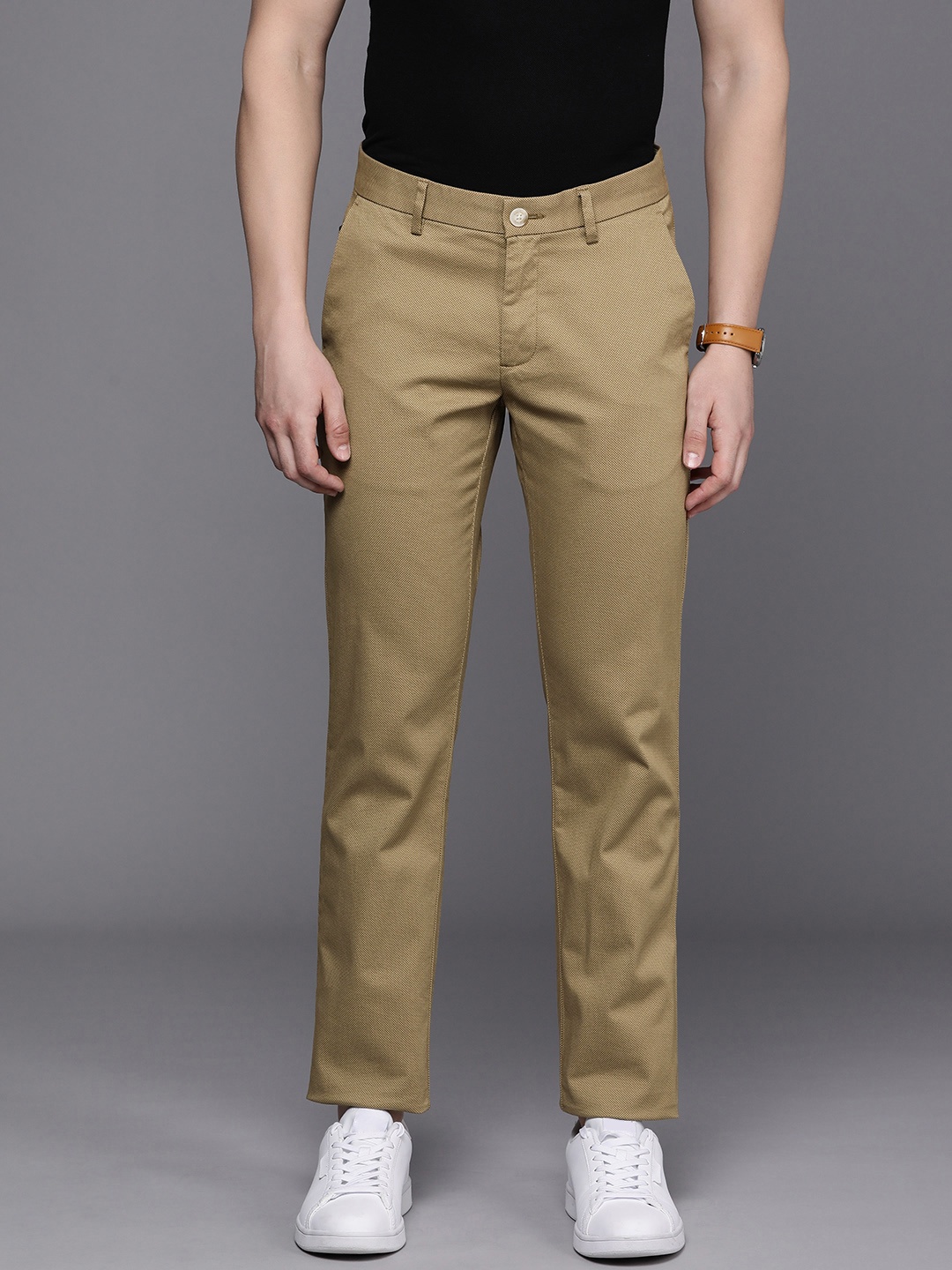 

Allen Solly Men Slim Fit Trousers, Khaki