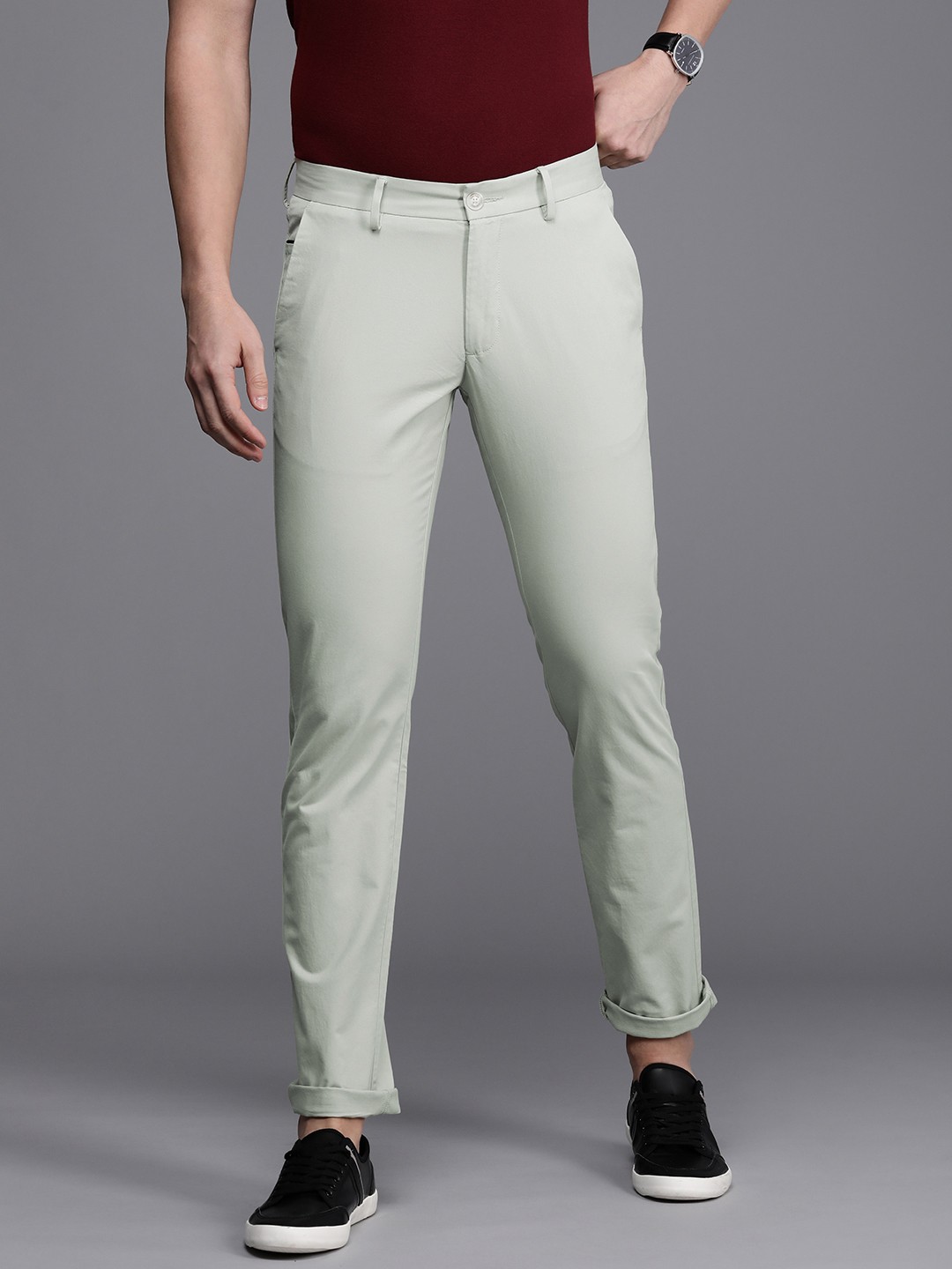 

Allen Solly Men Slim Fit Trousers, Green