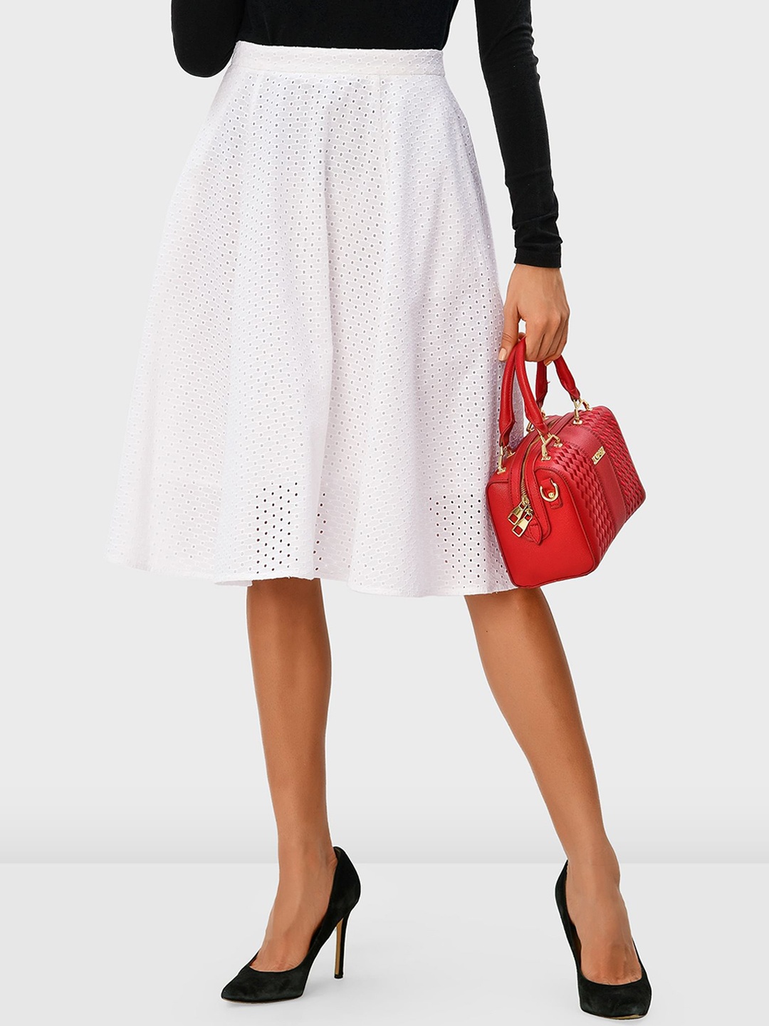 

Zapelle Self-Designed Knee-Length Cotton Skirt, White