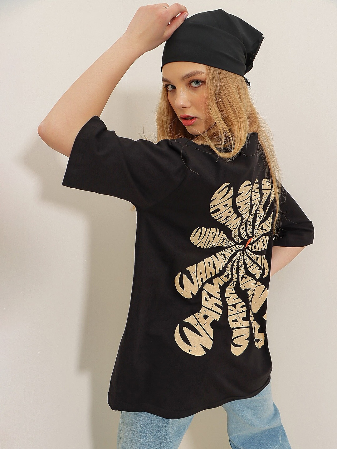 

Trend Alacati stili Graphic Printed Cotton T-shirt, Na