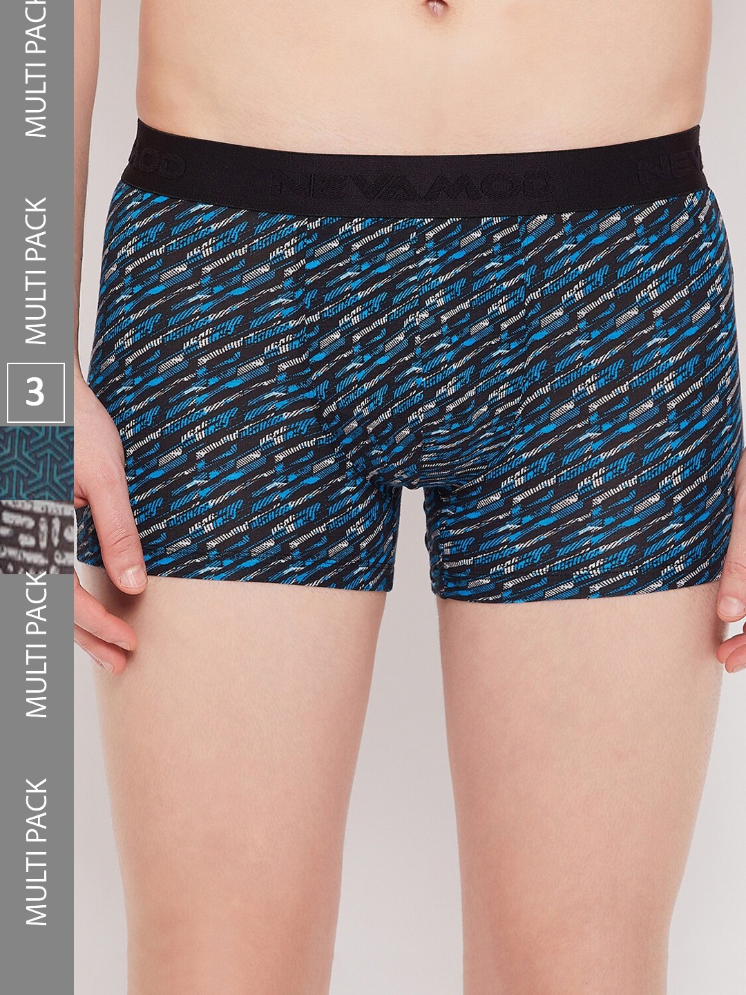 

NEVA Men Pack Of 3 Printed Modal Trunks, Blue