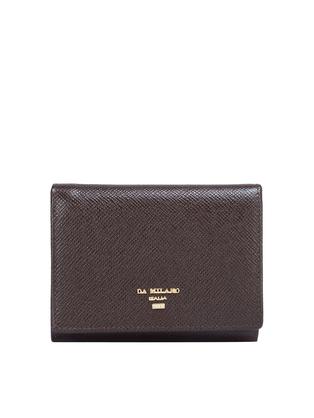 

Da Milano Women Textured Leather Two Fold Wallet, Brown
