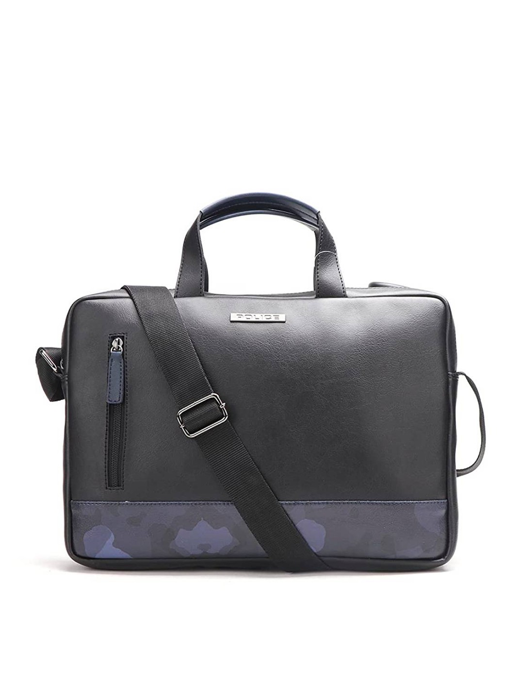 

Police Men Printed Leather Water Resistant Laptop Bag, Black