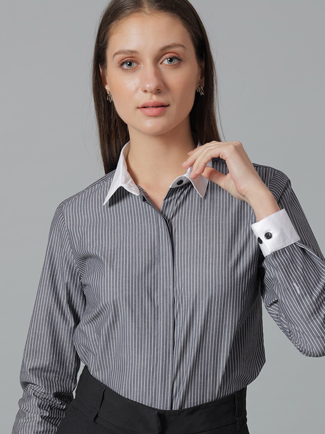 

Hancock Striped Regular Fit Pure Cotton Formal Shirt, Grey