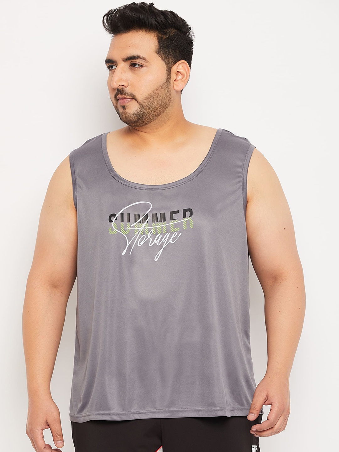 

bigbanana Men Plus Size Graphic-Printed Innerwear Vest, Grey