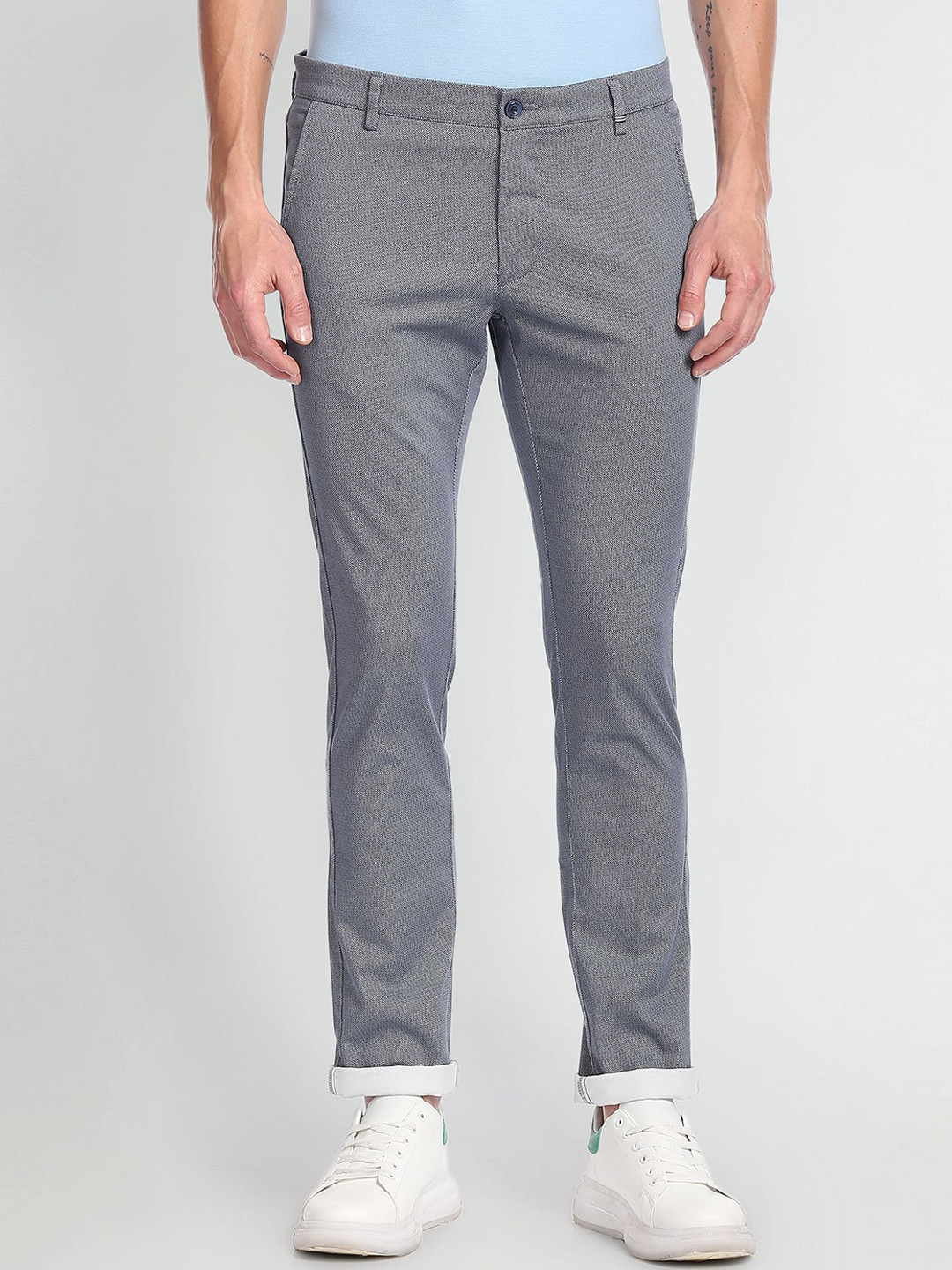 

Arrow Sport Men Slim Fit Low-Rise Casual Trousers, Grey