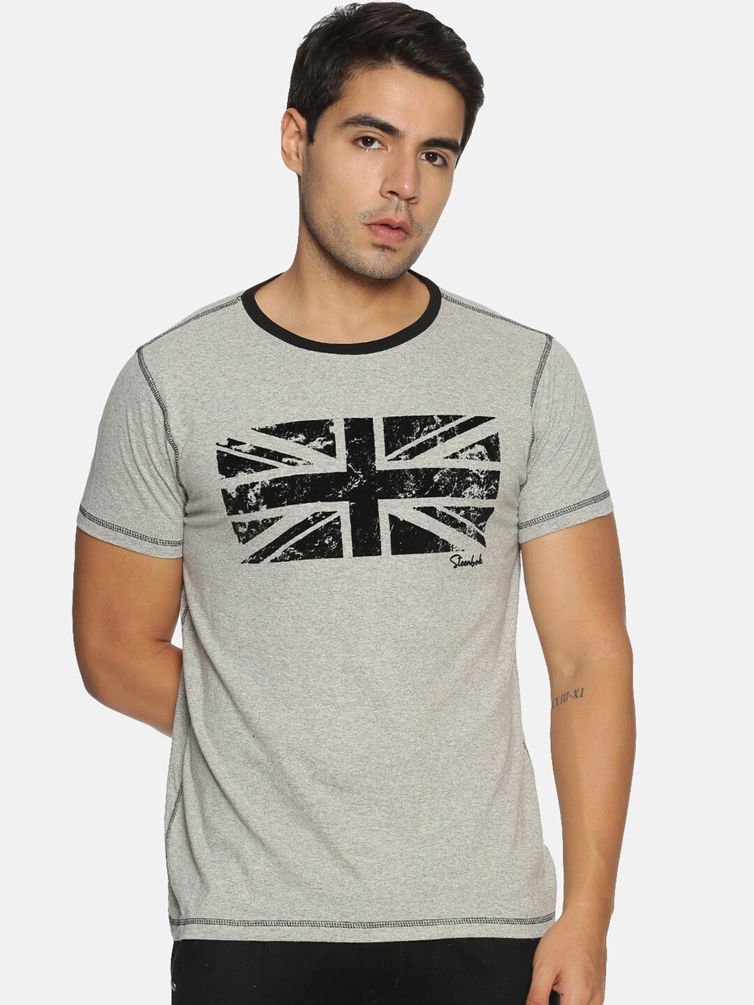 

Steenbok People & Places Printed Pure Cotton T-shirt, Grey melange