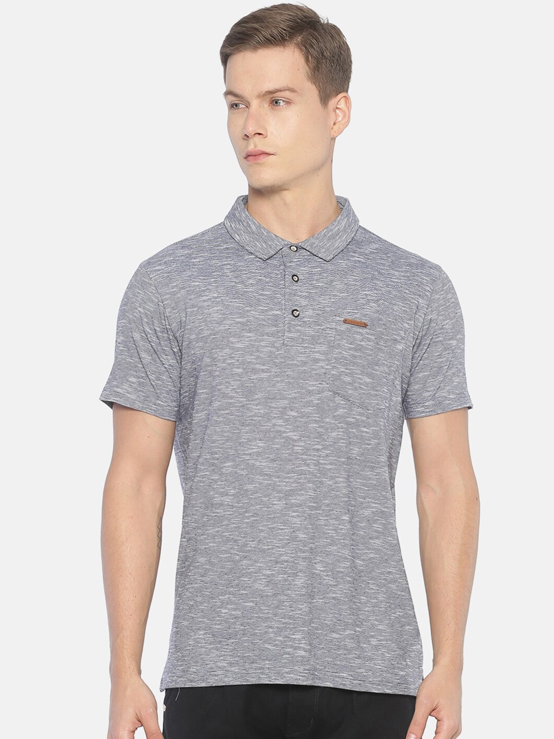 

Steenbok Polo Collar Pure Cotton T-shirt, Grey melange