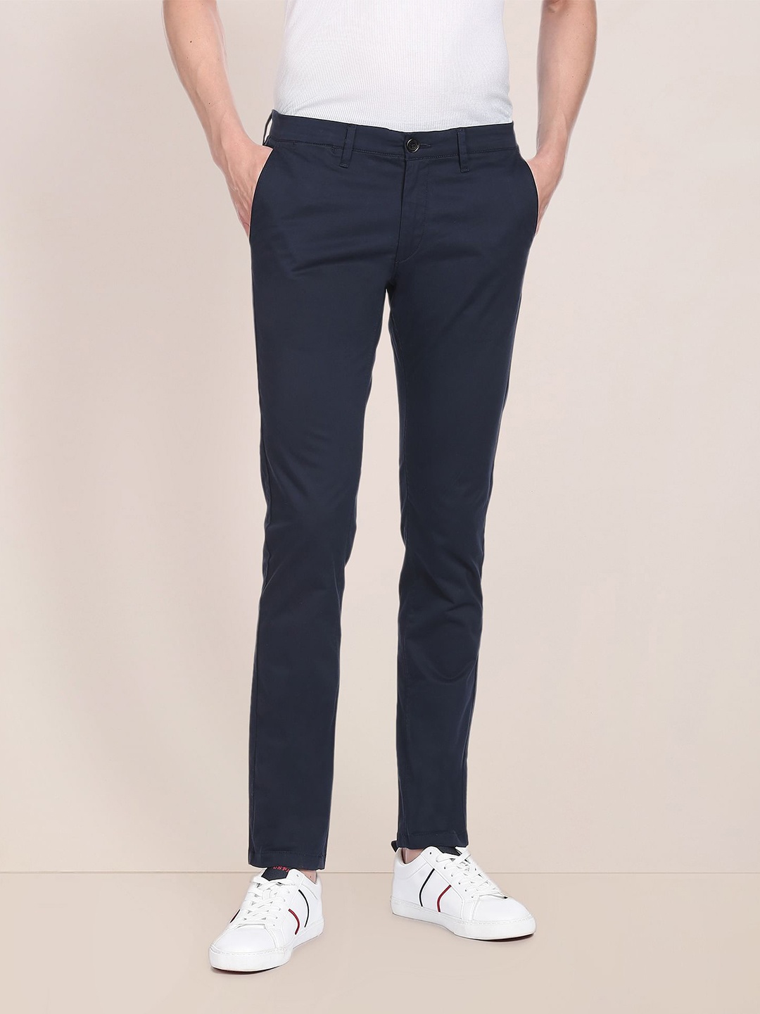 

U.S. Polo Assn. Men Mid-Rise Chinos Trousers, Blue