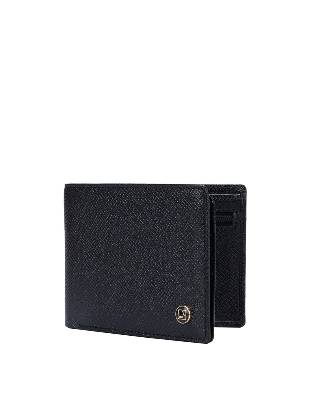 

Da Milano Men Textured Leather Two Fold Wallet, Black
