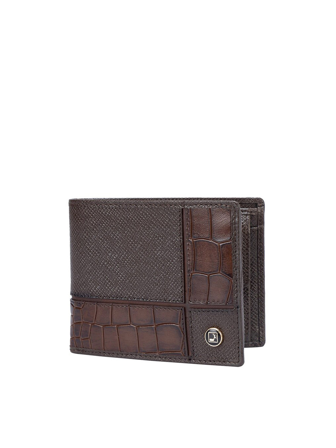 

Da Milano Men Textured Leather Two Fold Wallet, Brown
