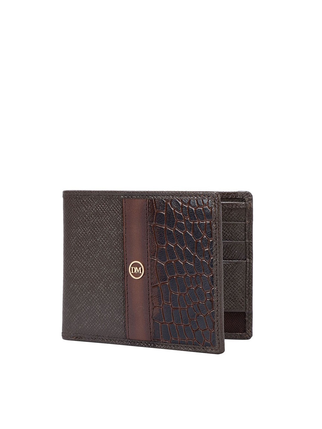 

Da Milano Men Textured Leather Two Fold Wallet, Brown