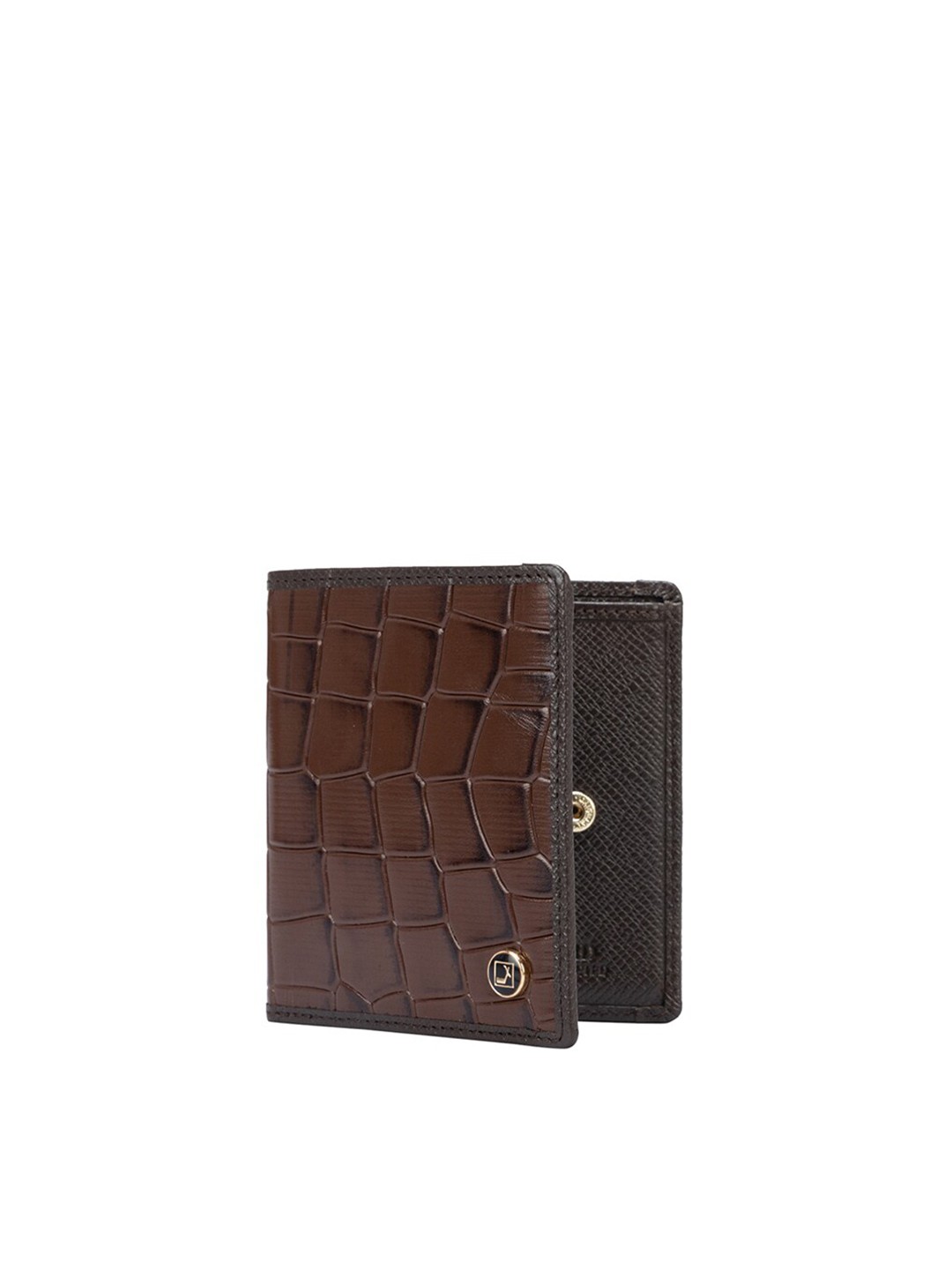 

Da Milano Men Textured Leather Two Fold Wallet, Brown