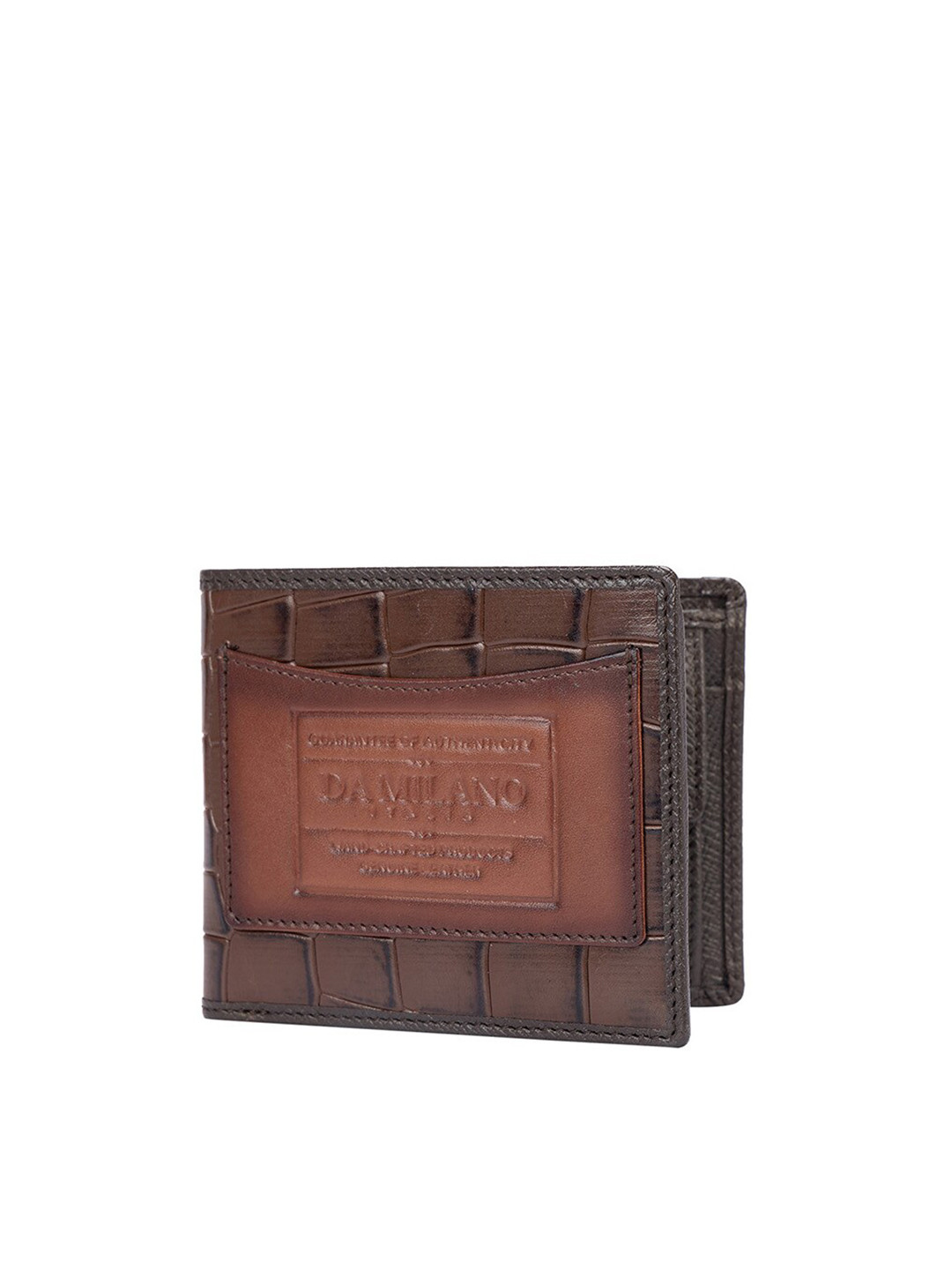 

Da Milano Men Textured Leather Two Fold Wallet, Brown