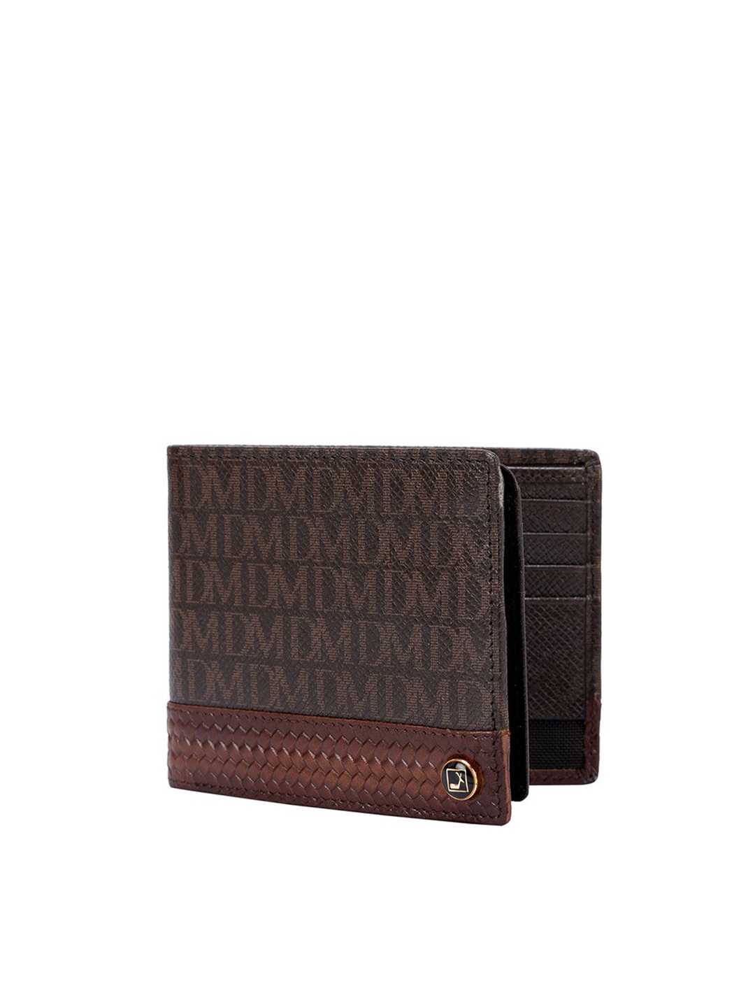

Da Milano Men Textured Leather Two Fold Wallet, Brown