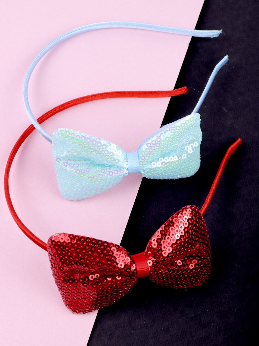 

Krelin Girls Set of 2 Embellished Ribbon Bows Hairbands, Blue
