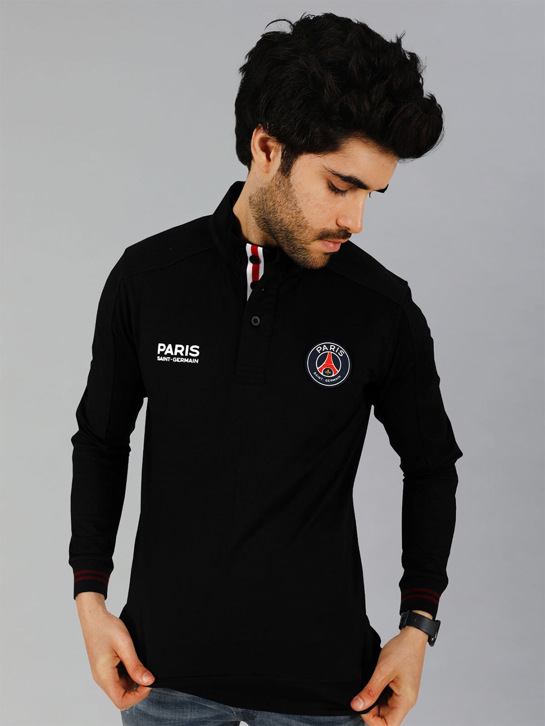 

PSG High Neck Long Regular Sleeves T-shirt, Black