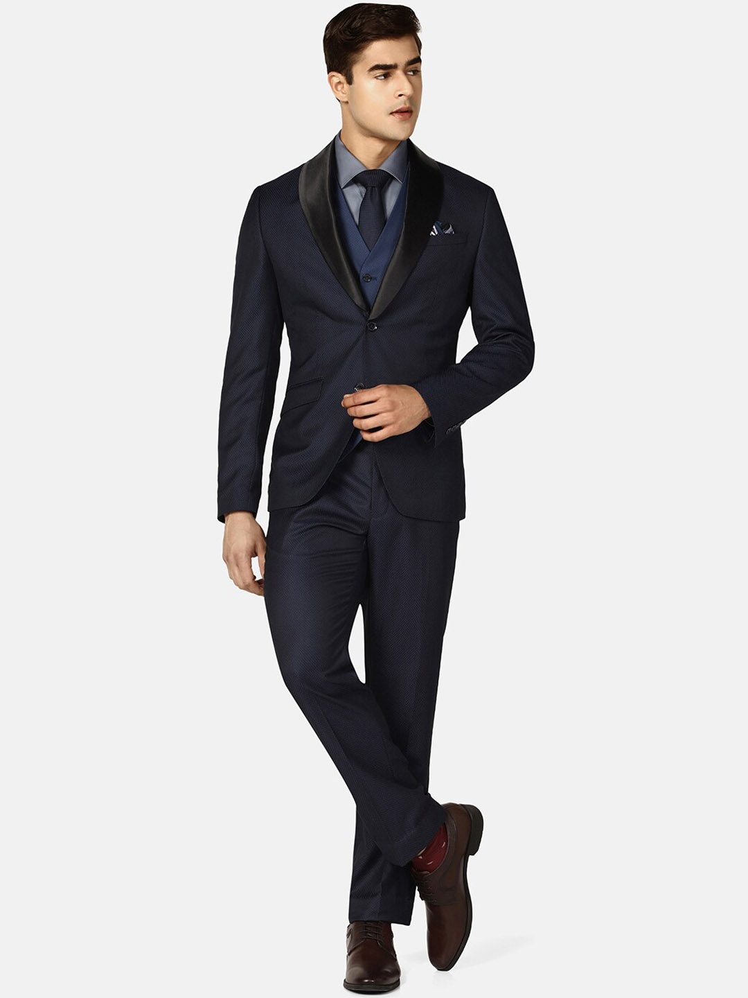 

Blackberrys Erasmo 4 Pcs Tuxedo Multitude 6X Textured Formal Suit, Navy blue