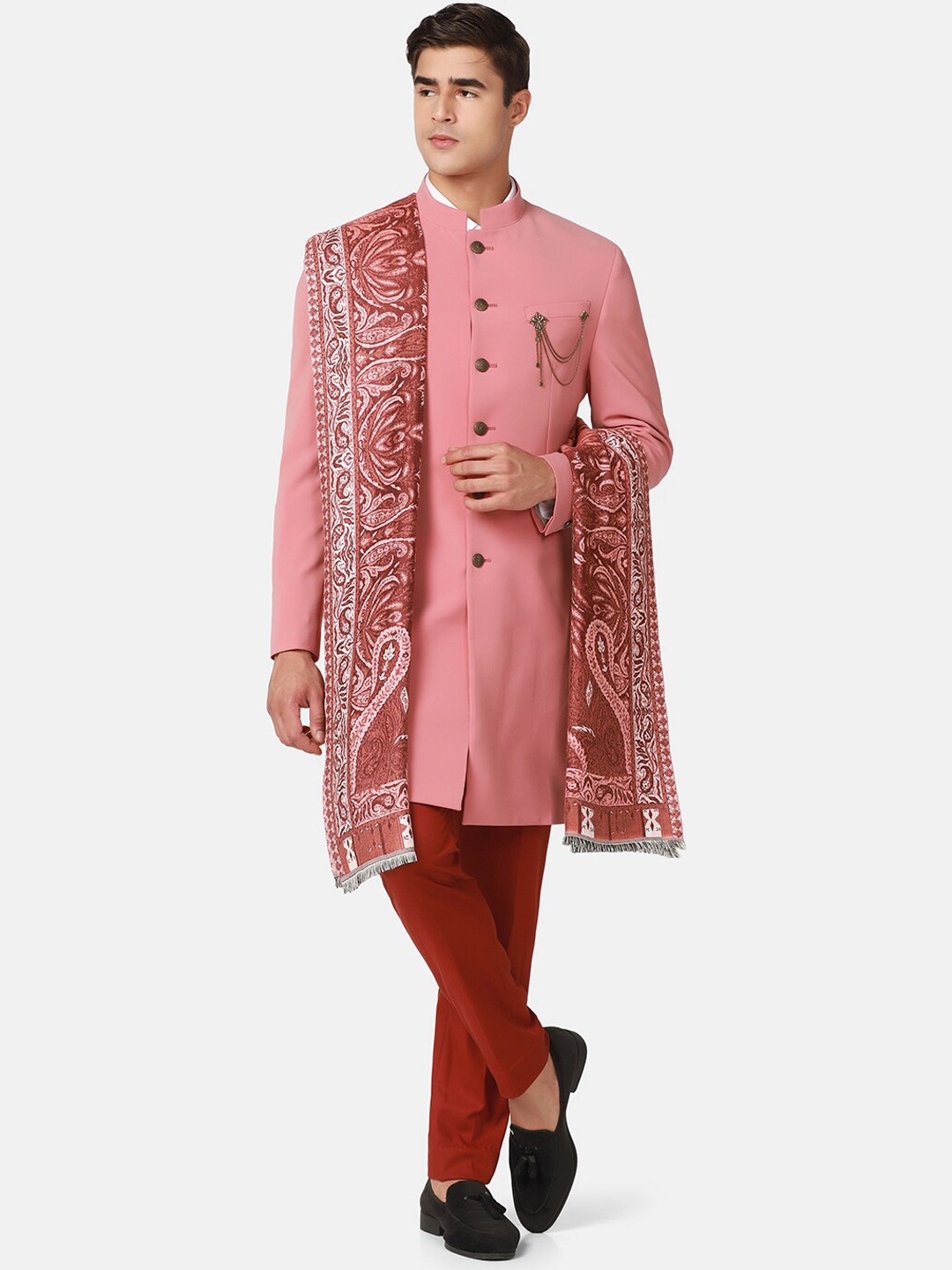 

Blackberrys Slim Fit Bandhgala Casual Suit, Peach