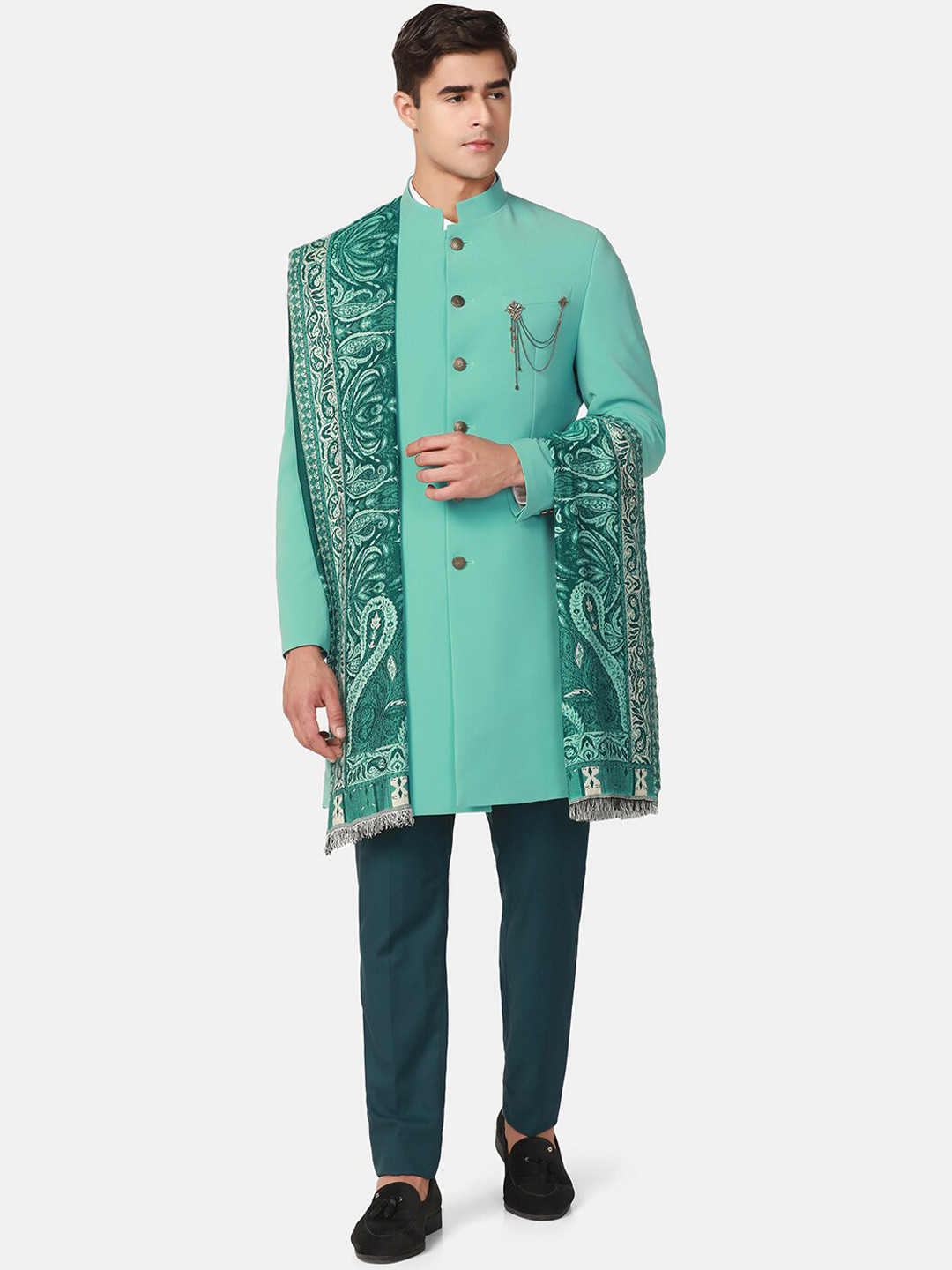 

Blackberrys Slim-Fit Single Breasted Ethnic Suit, Turquoise blue