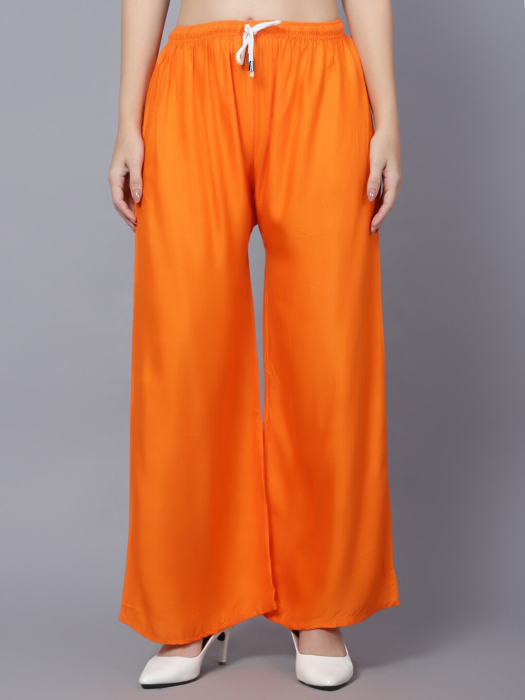 

Trendzmy Women Flared Plain Palazzos, Orange
