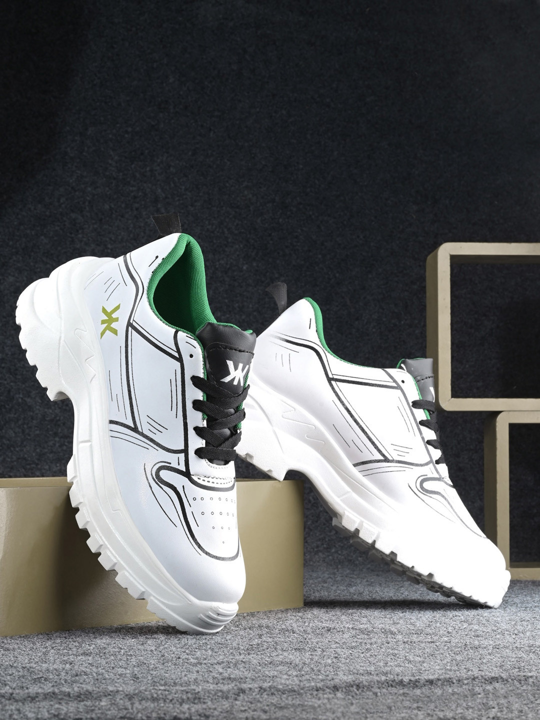 

Kook N Keech Women White And Black Printed Sneakers