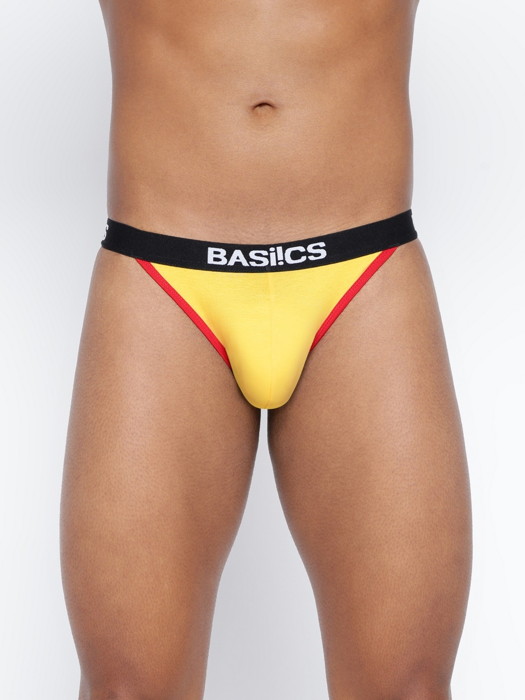 

BASIICS by La Intimo Men Low-Rise Thigh High Bikini Briefs, Yellow