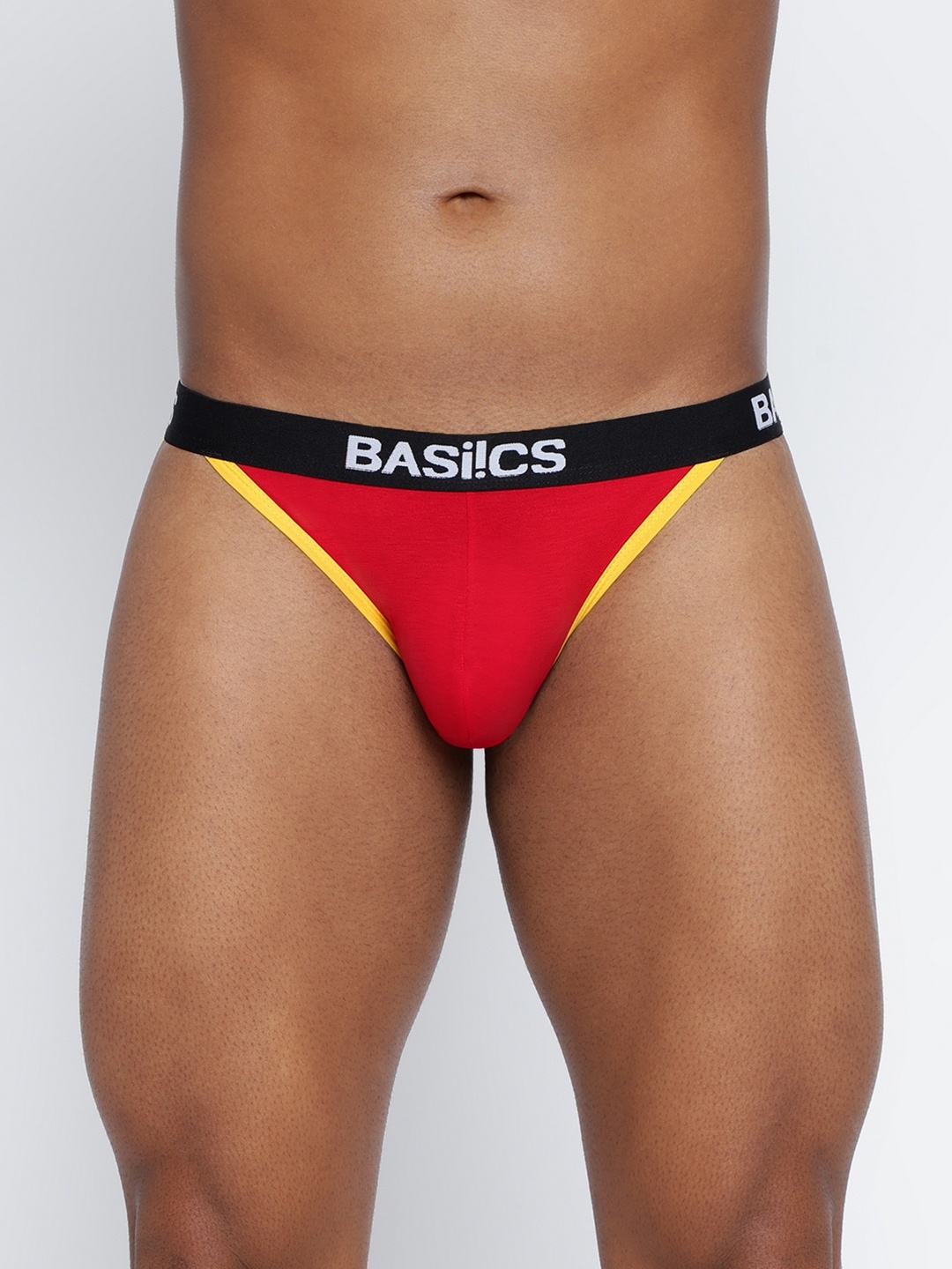 

BASIICS by La Intimo Men Low-Rise Thigh High Bikini Briefs, Red