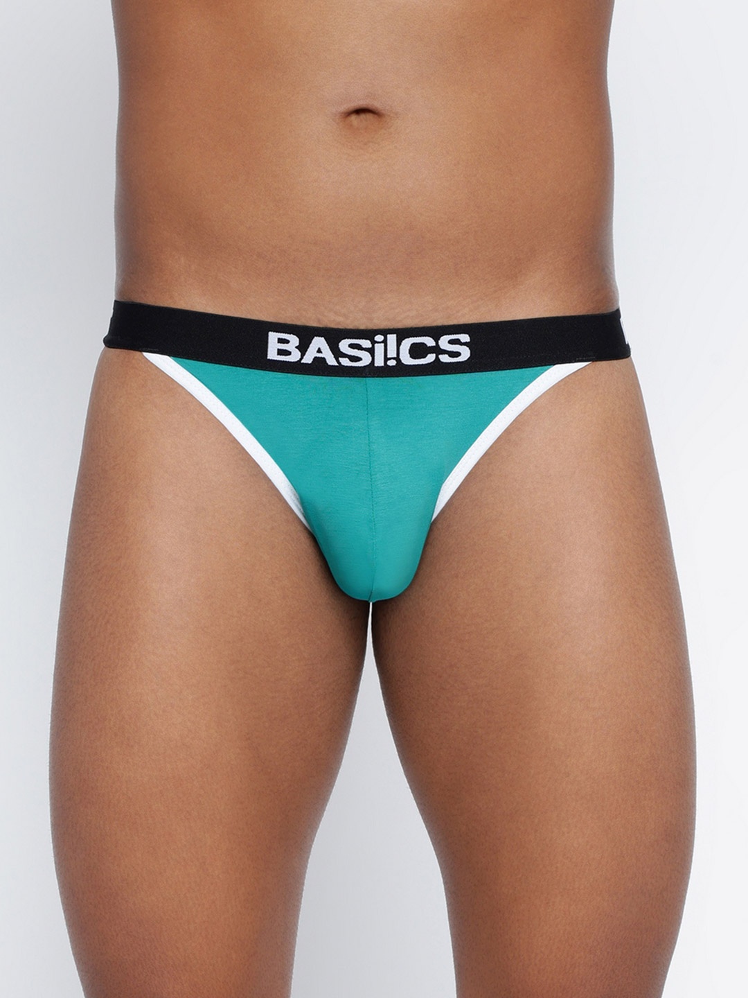 

BASIICS by La Intimo Men Low-Rise Thigh High Bikini Briefs, Turquoise blue