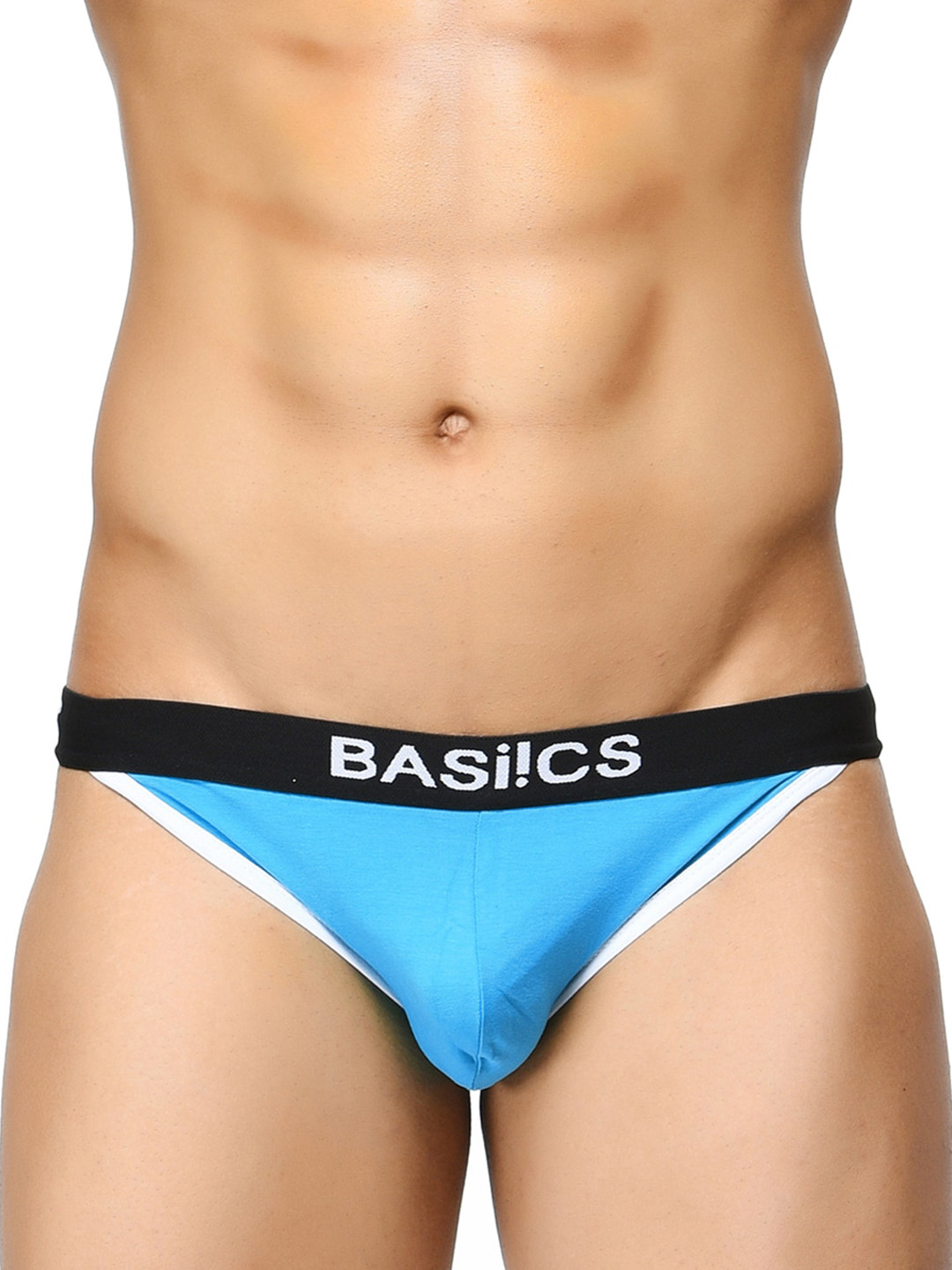 

BASIICS by La Intimo Men Low-Rise Thigh High Bikini Briefs, Blue
