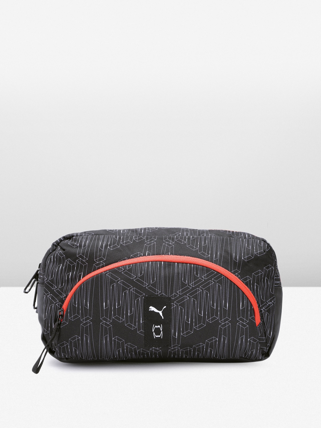 

Puma Unisex Geometric Print & Brand Logo Applique Basketball Waist Pouch, Black