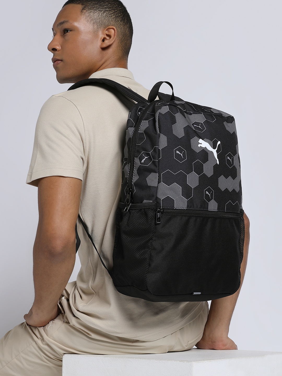 

Puma Unisex Beta Geometric Printed Backpack, Black