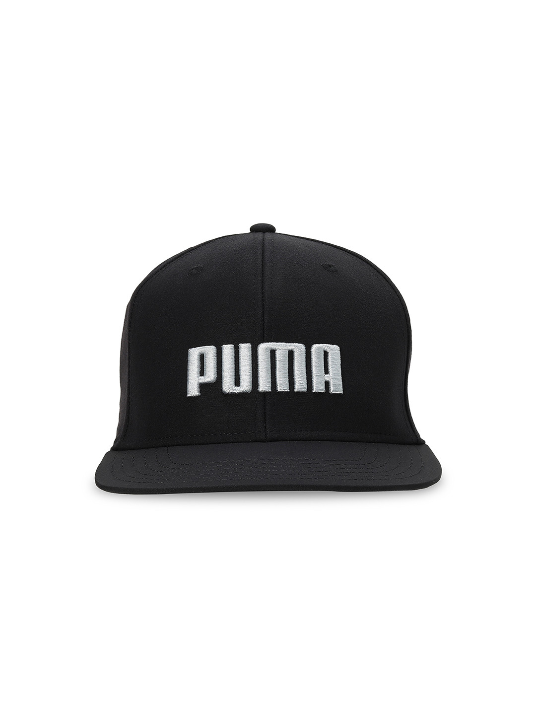 

Puma Unisex Embroidered Flat Brim Snapback Cap, Black