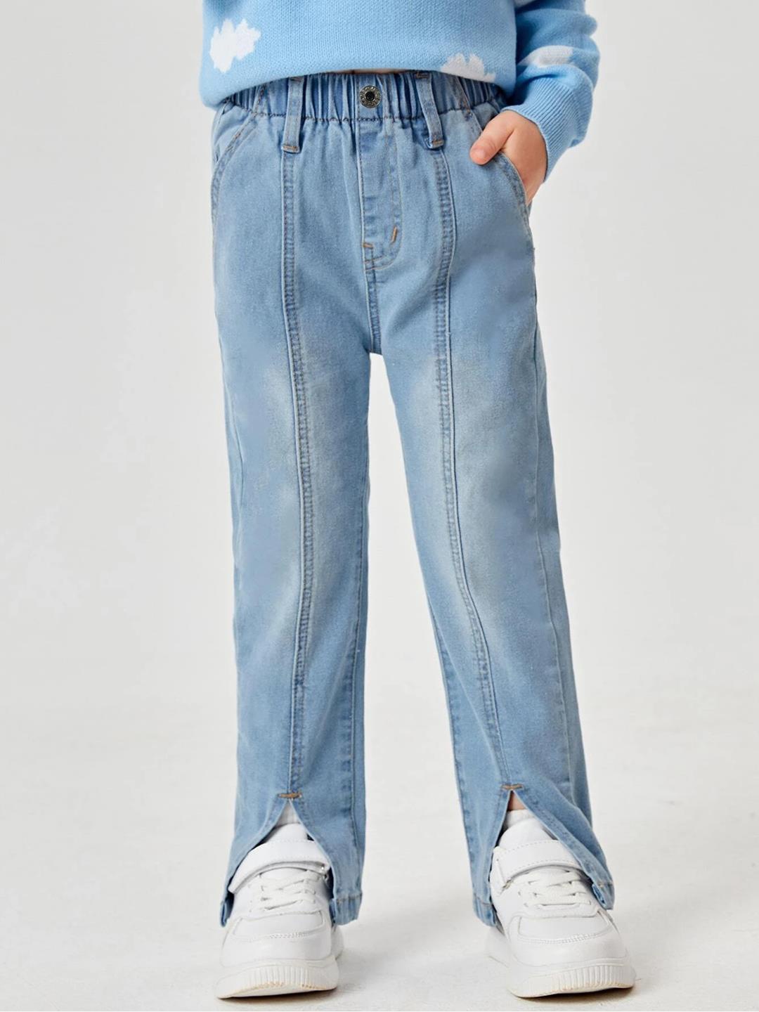 

Kotty Girls Jean Straight Fit Heavy Fade Stretchable Jeans, Blue