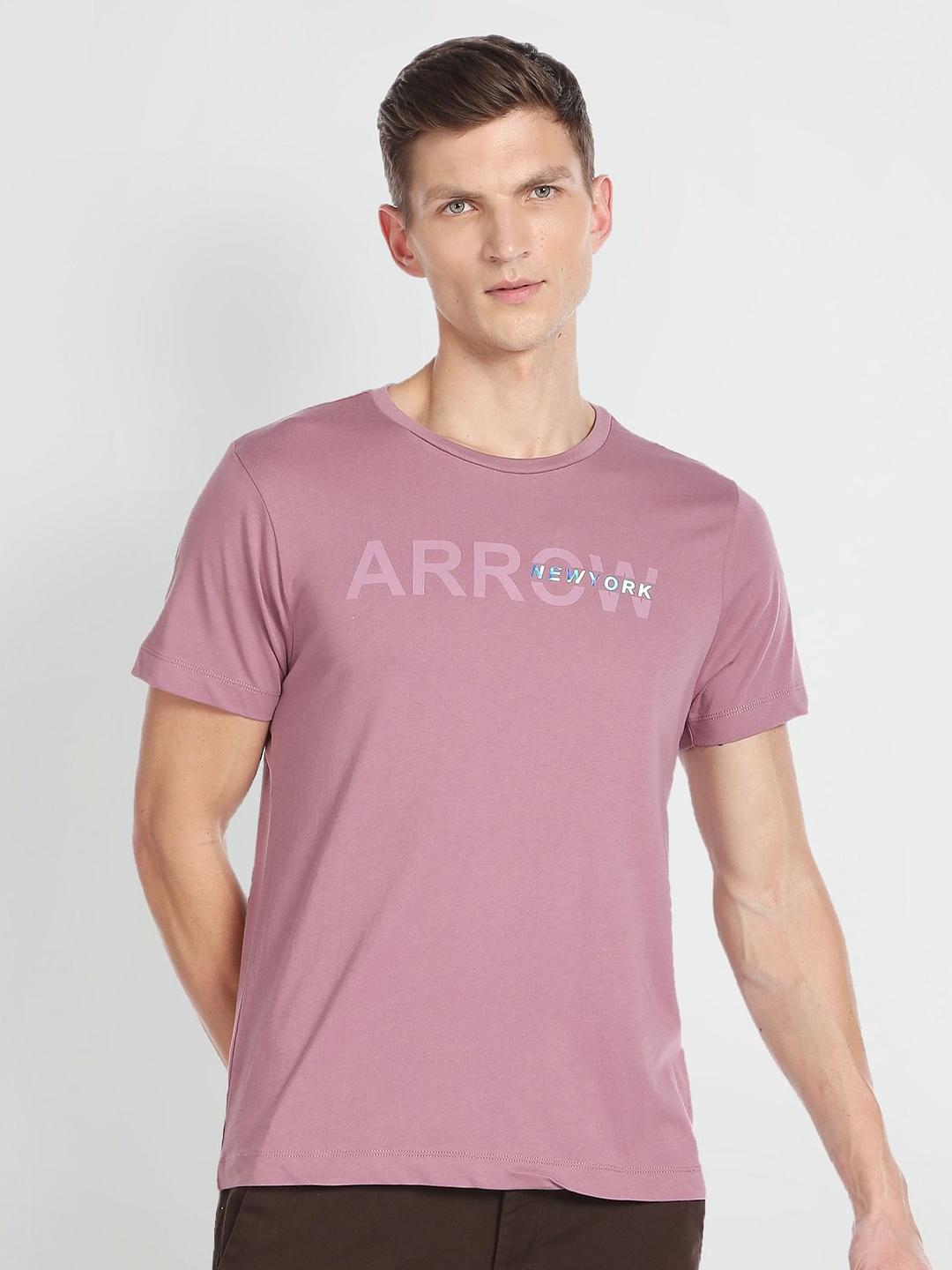 

Arrow New York Typographic Printed Cotton T-Shirt, Pink