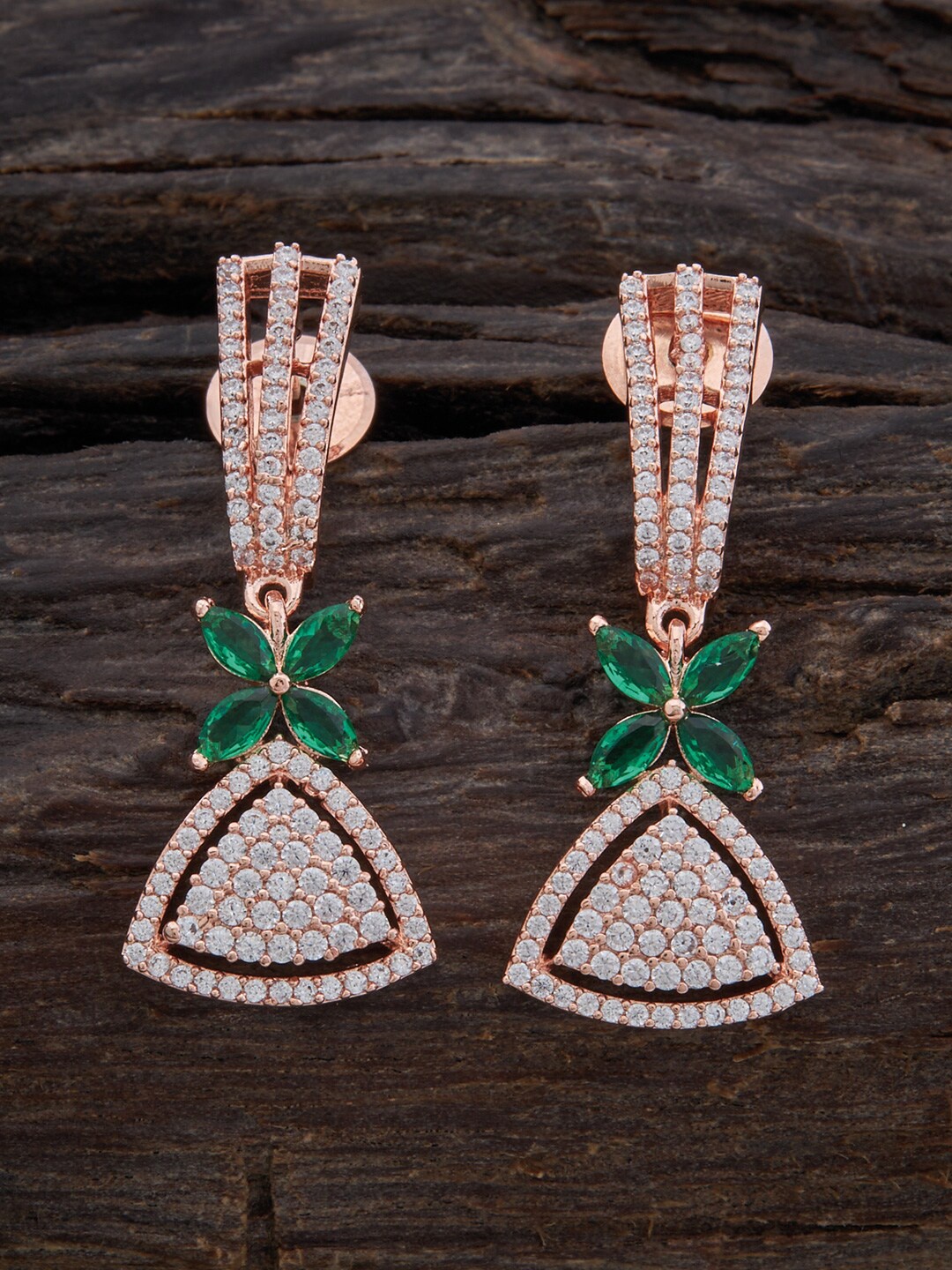 

Kushal's Fashion Jewellery Rose-Gold Plated Contemporary Studs Earrings, Green
